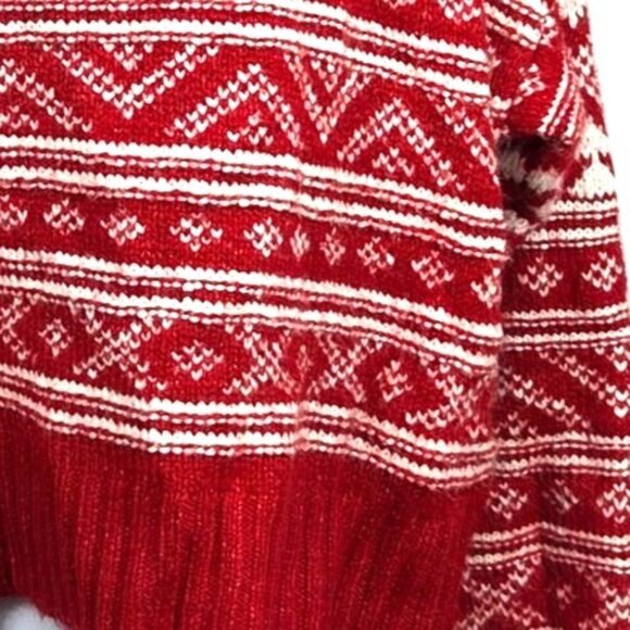 American Eagle Red & White FairIsle Sweater M Winter Knit Pullover - Picture 3 of 6